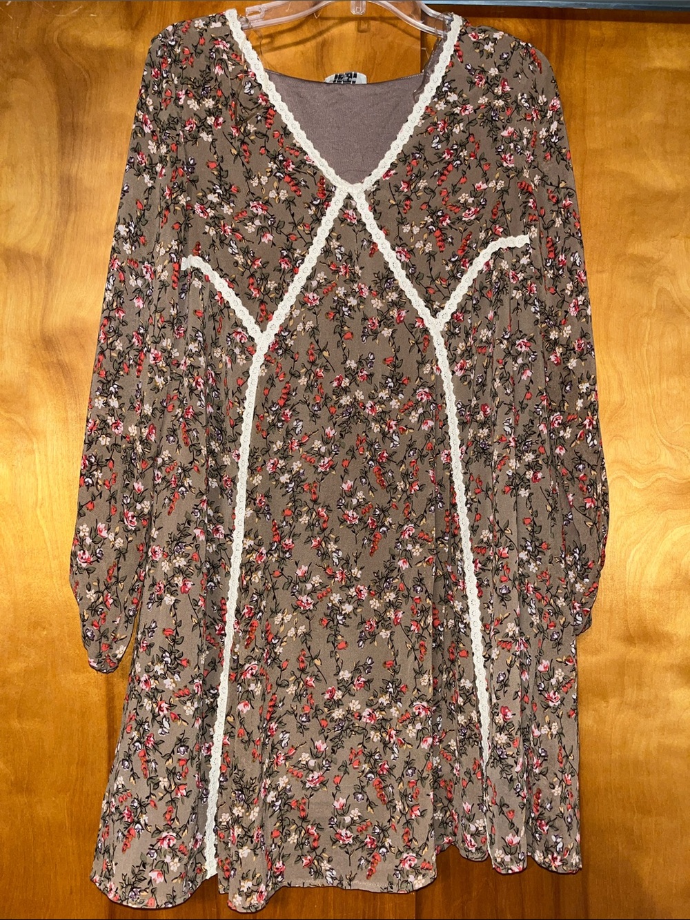Umgee Floral Lace-Trim Boho Tunic Dress